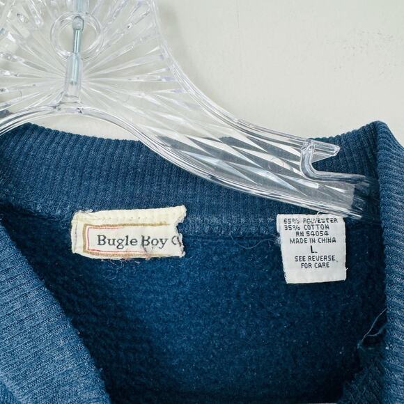 Bugle Boy Co Vintage Navy Blue Pullover Sweater Men’s Size L - Picture 6 of 8